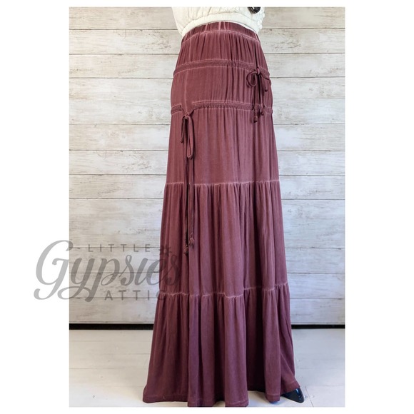 POL Tassel Drawstring Burnout Maxi Skirt - Picture 4 of 9